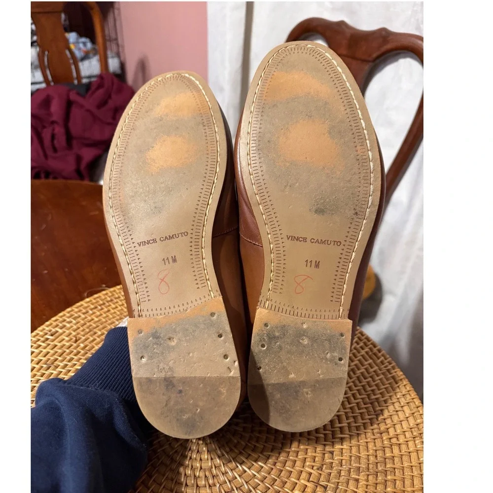 Vince Camuto Mens Brown Leather Horsebit Loafers Size 11 M Slip On Dress Shoes